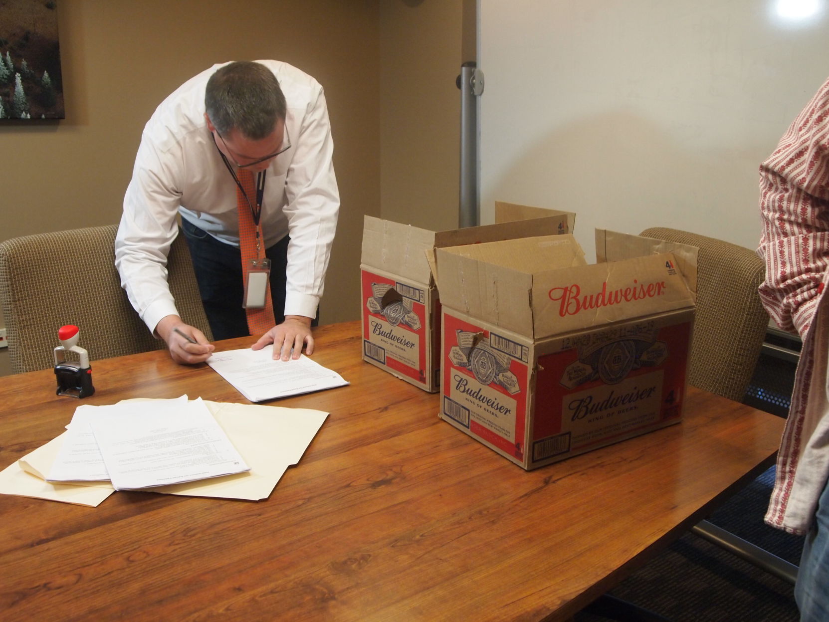 SOS staff looking over petitions